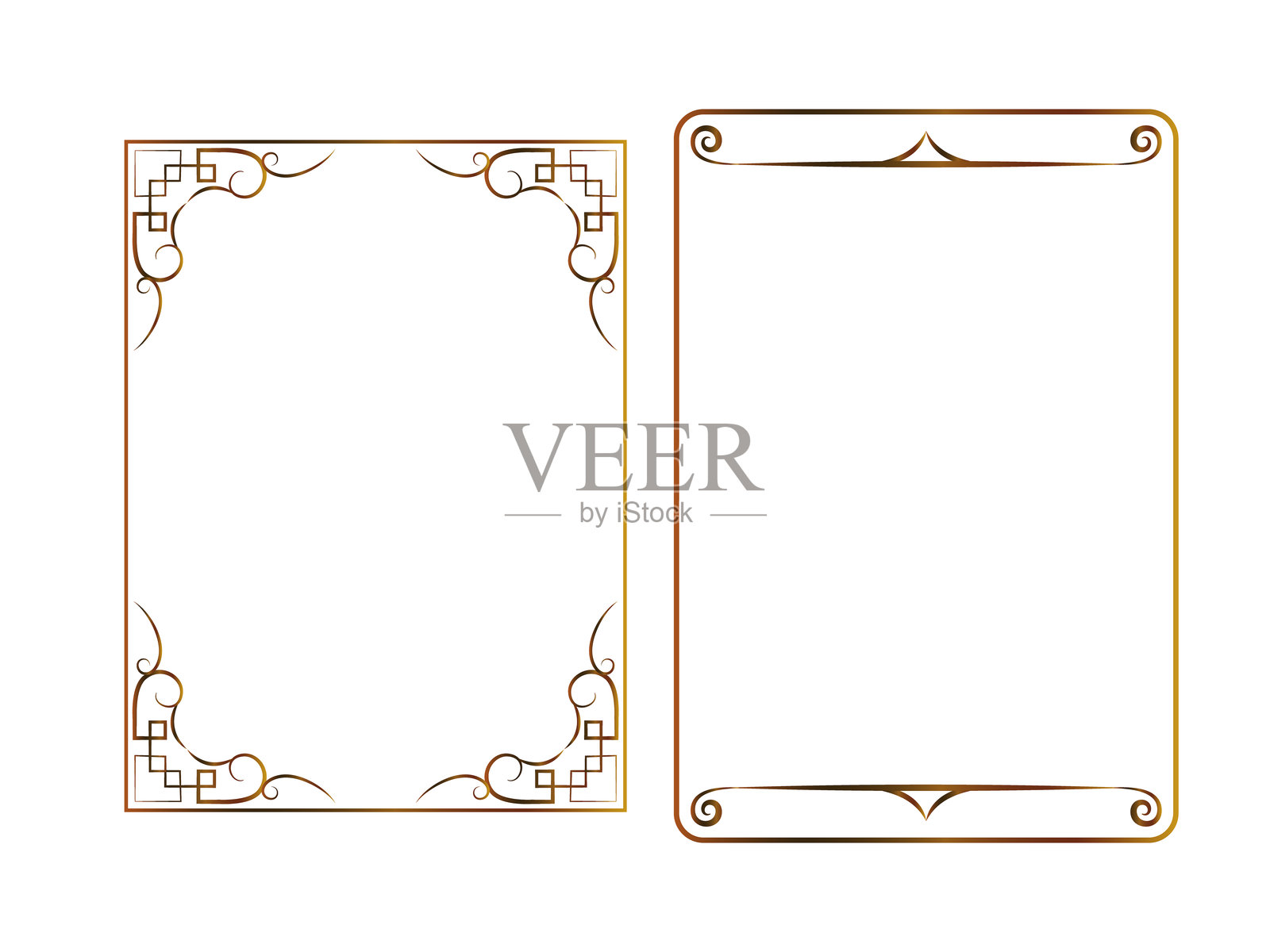 复古装饰和设计的矢量框架，金色渐变插画图片素材