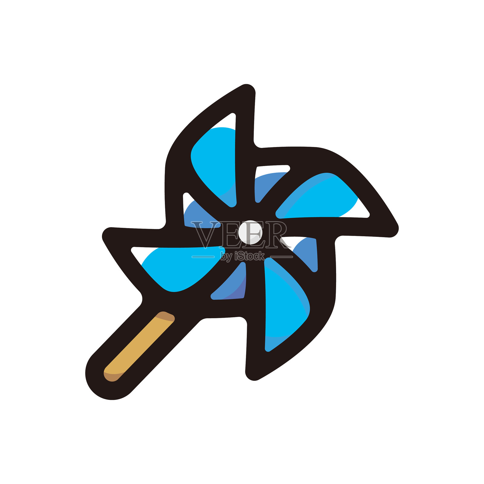 风车插图图标。简单的矢量轮廓，适用于图形设计的剪贴画。插画图片素材