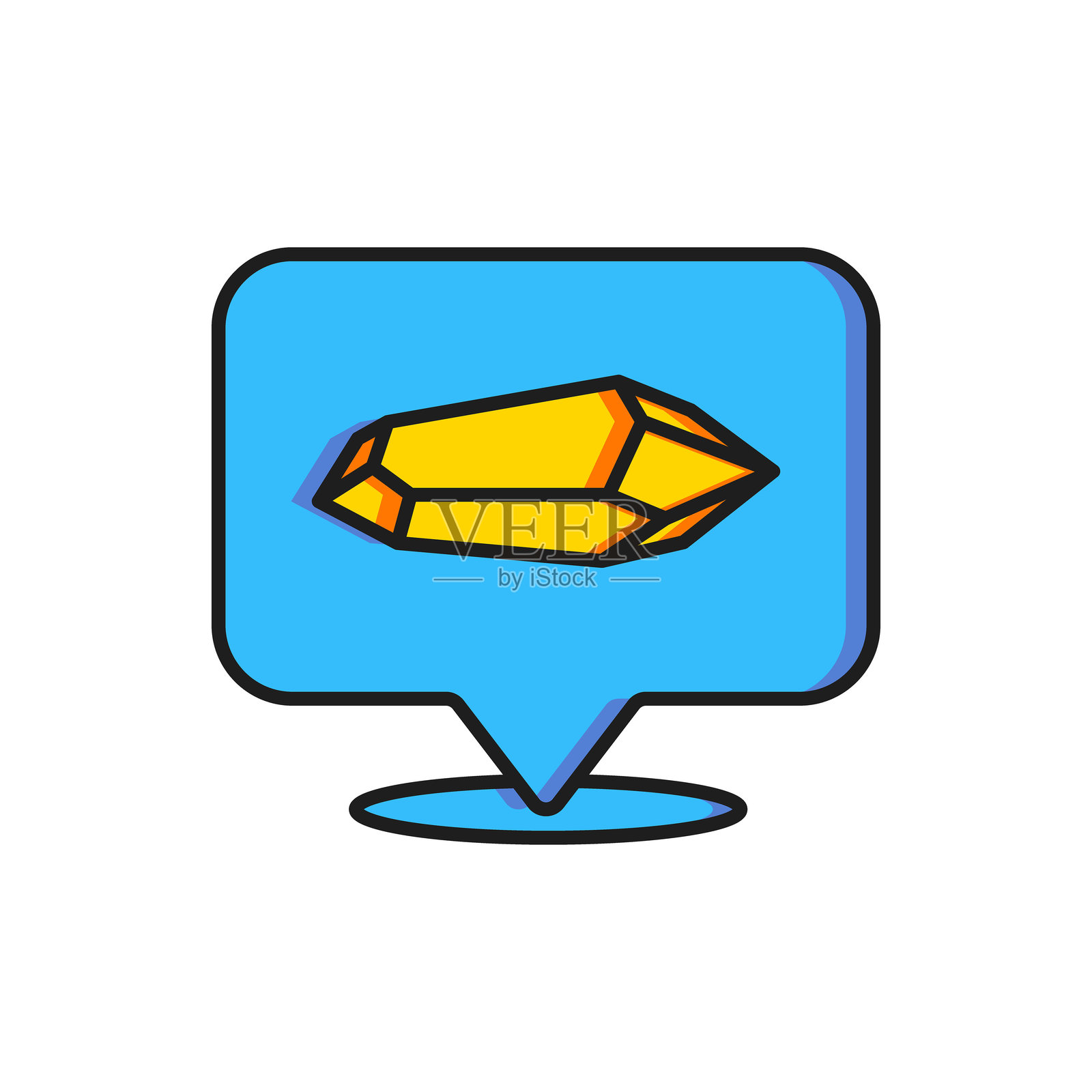 彩色魔法石图标，背景为白色。幻想水晶。游戏用的珠宝宝石。扁平填充轮廓风格，带阴影。矢量图。插画图片素材