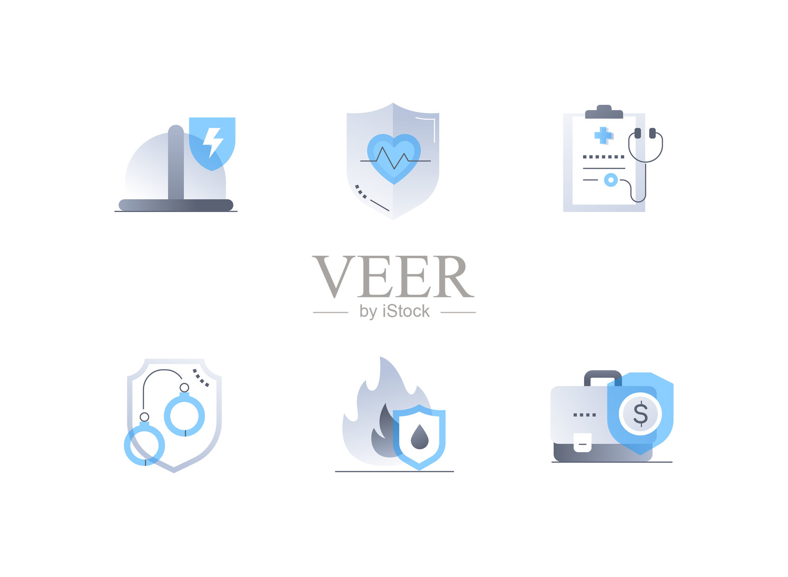 紧急保险 - 扁平设计风格图标集插画图片素材