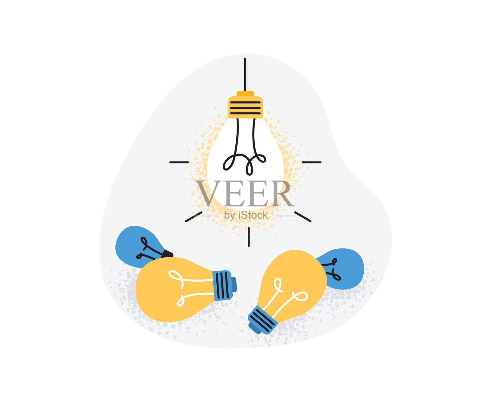 灯泡。创意、想法和头脑风暴的概念。白色背景上的矢量插图。插画图片素材