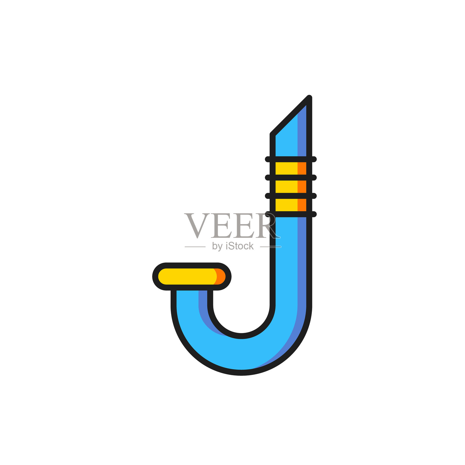 彩色潜水镜图标，背景为白色。潜水装备。扁平填充轮廓风格，带阴影。矢量图。插画图片素材