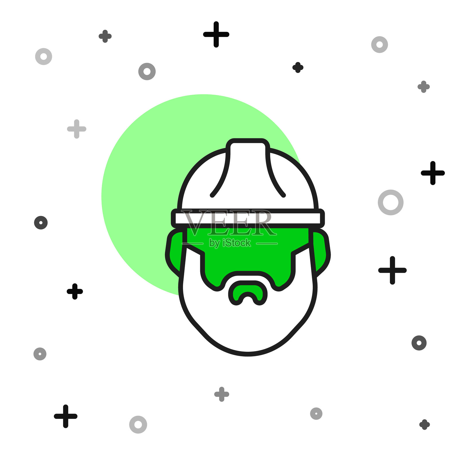 填充轮廓的胡须伐木工人图标，背景为白色。矢量图。插画图片素材