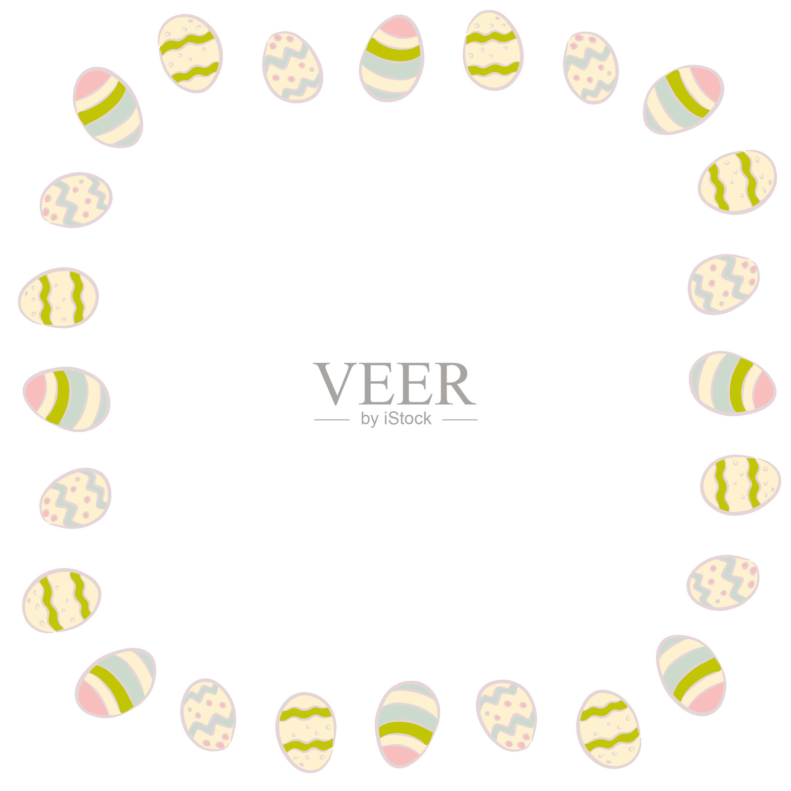 手绘鸡蛋，简单的方形边框，孤立在白色背景上插画图片素材