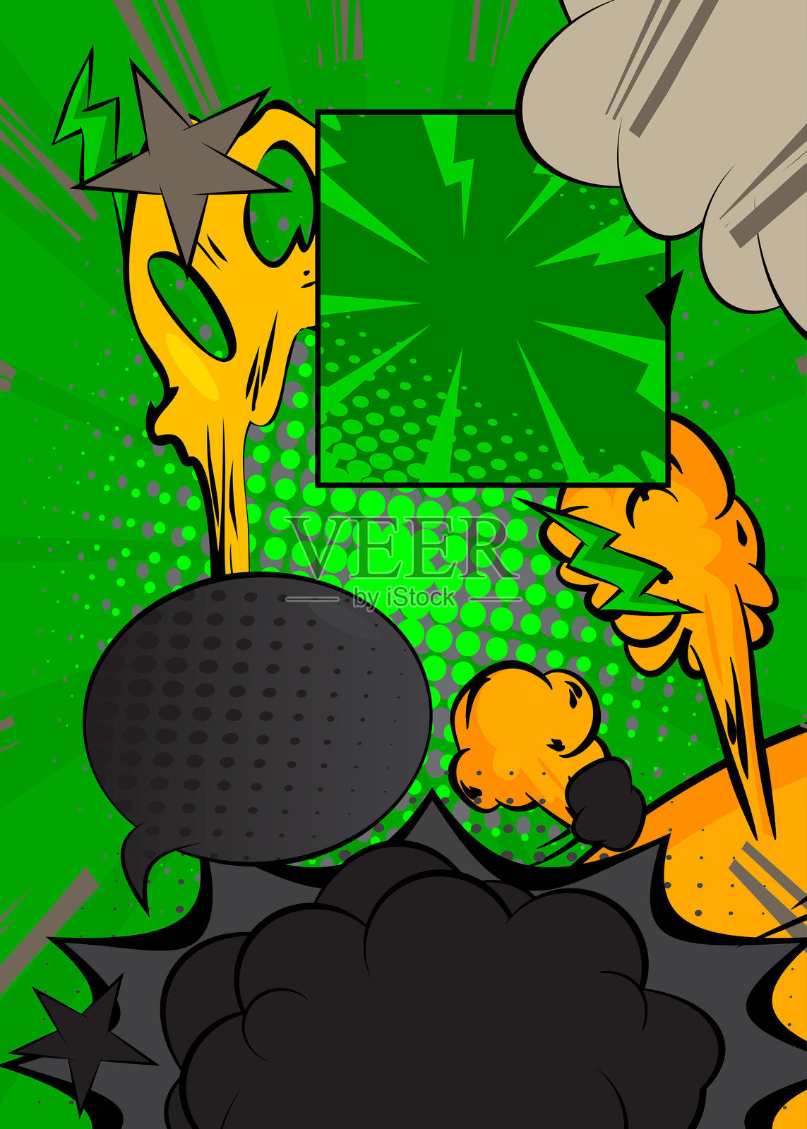 卡通色彩丰富的漫画书背景。复古矢量漫画波普艺术设计。插画图片素材