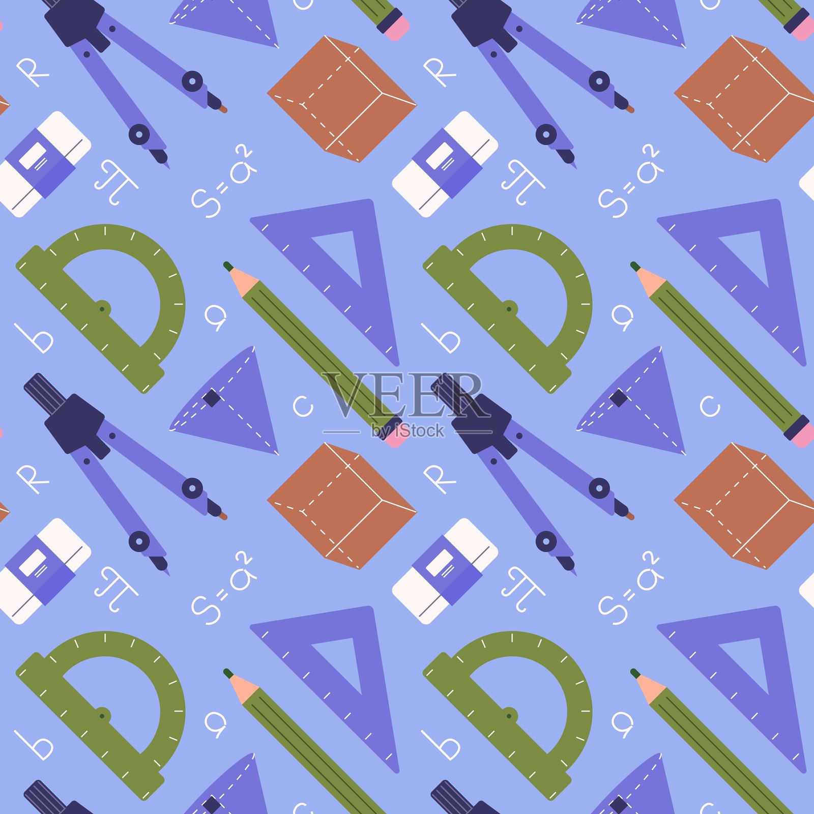 几何和数学工具的无缝图案插画图片素材