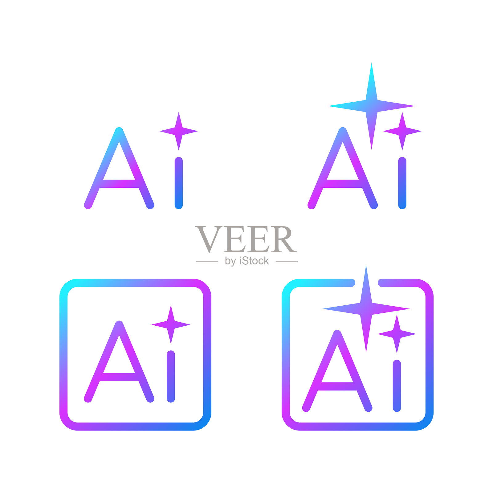 人工智能图标集。插画图片素材