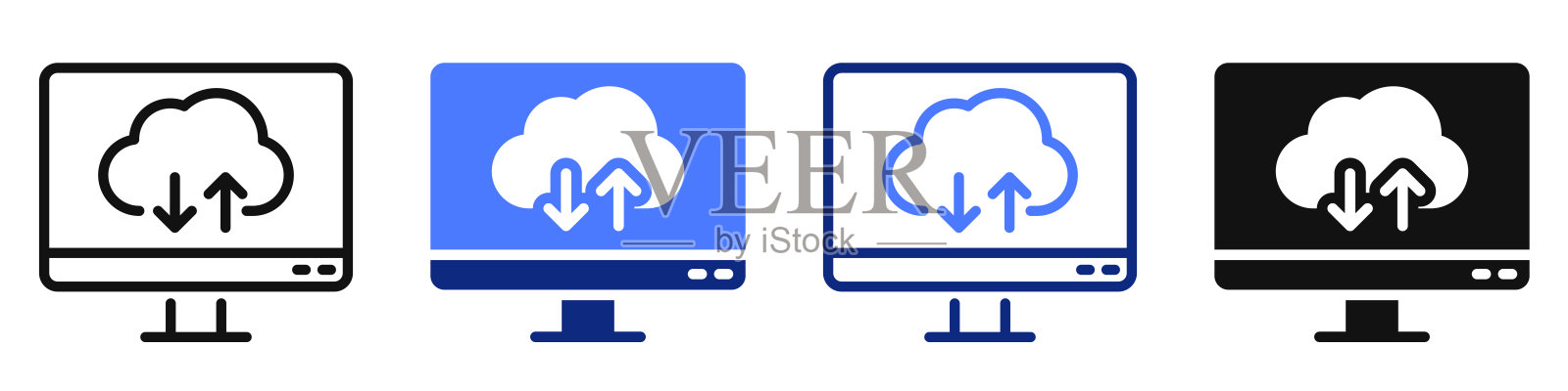 云计算技术的矢量图标或标志插画图片素材