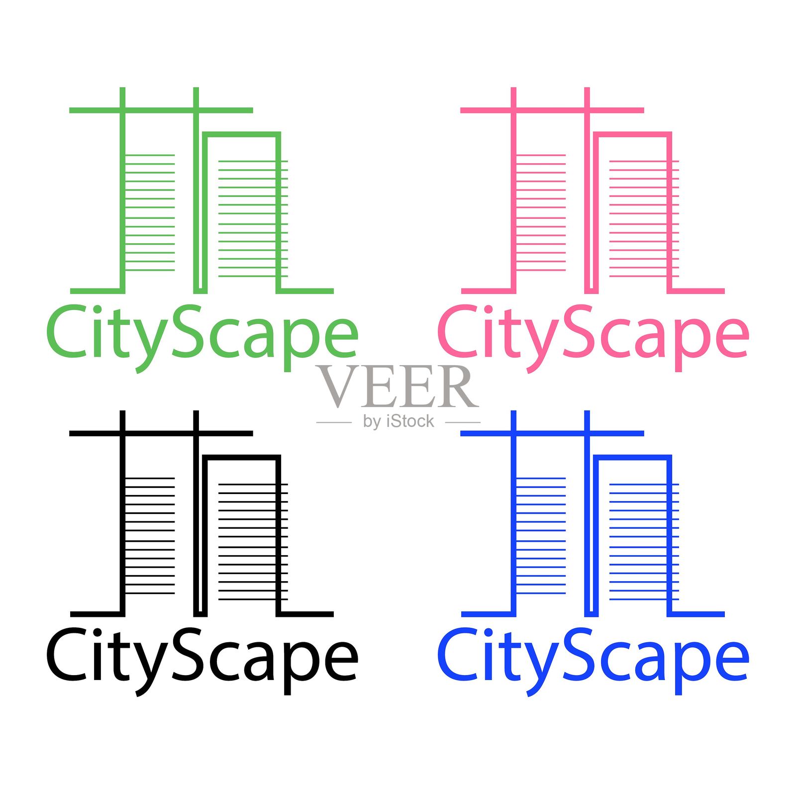 房地产和住宅建筑图标模板设计，极简建筑图标集插画图片素材