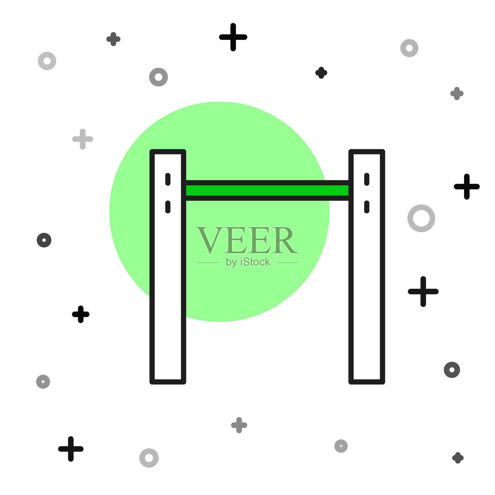 填充轮廓的运动横杠图标，背景为白色。矢量图。插画图片素材