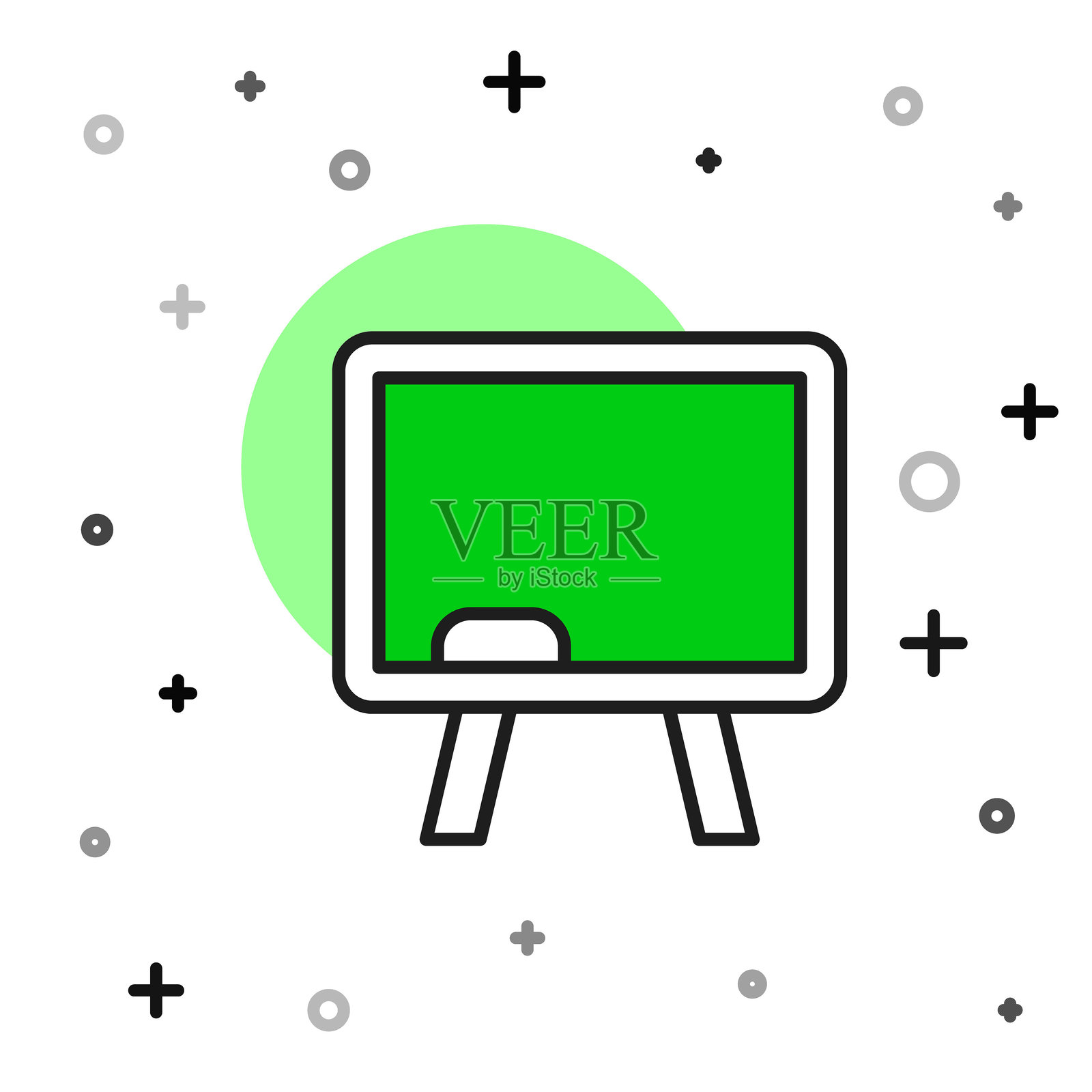 填充轮廓的黑板图标，背景为白色。学校黑板标志。矢量图。插画图片素材