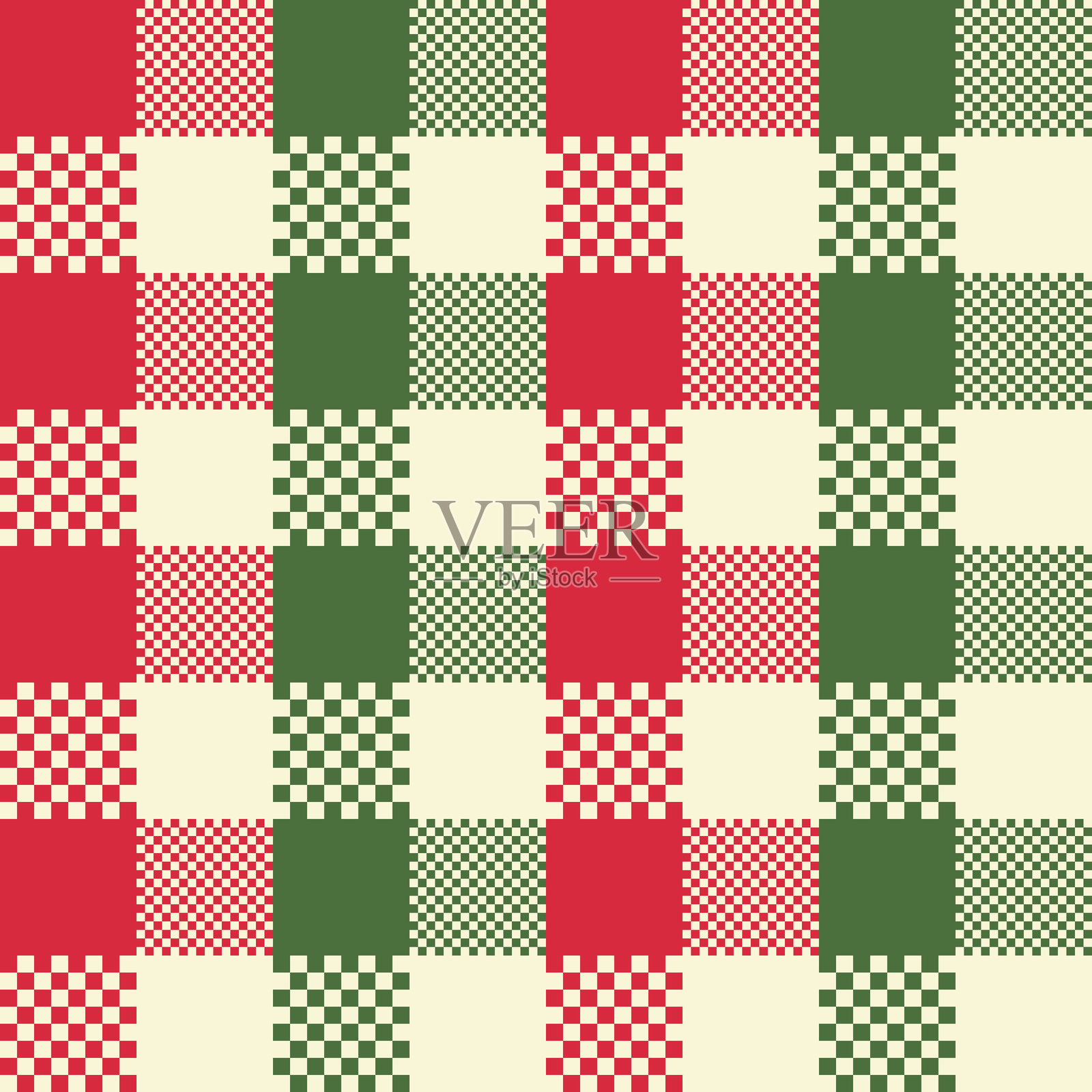 格子圣诞方形无缝图案插画图片素材