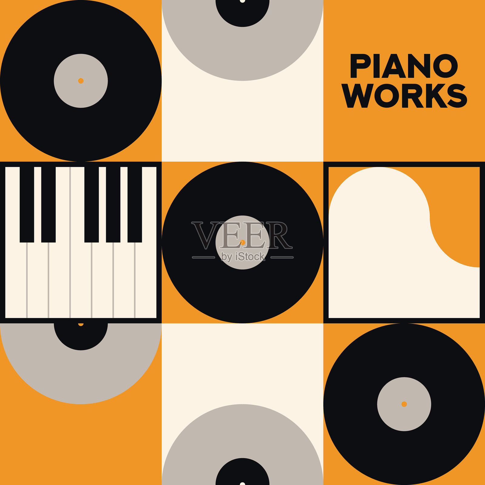 音乐海报设计。音乐设计元素用于卡片、邀请函、传单。音乐封面。音乐背景矢量插图。黑胶唱片。钢琴。音乐钢琴键盘。插画图片素材