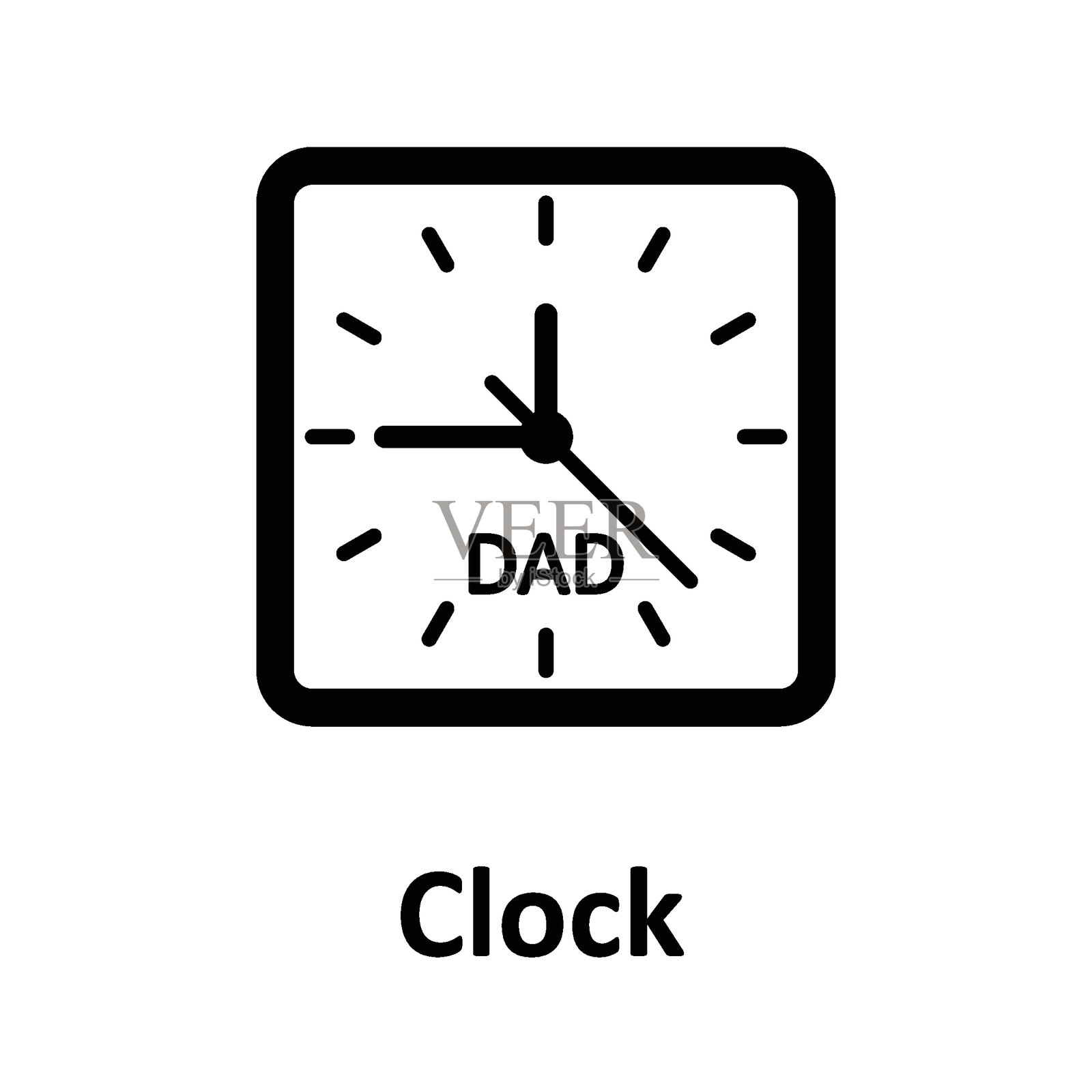 时钟扁平化矢量图标，易于修改或编辑插画图片素材