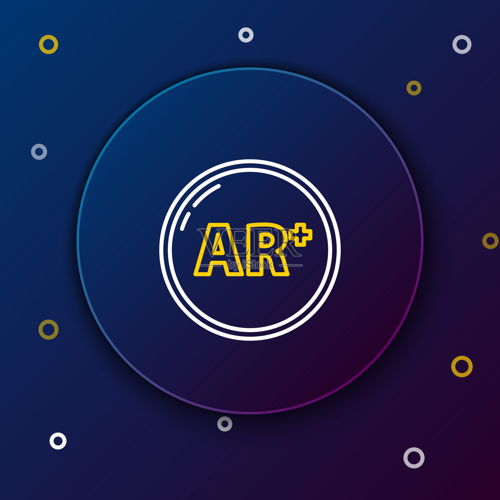 增强现实图标，线条风格，蓝色背景。彩色轮廓概念。矢量图。插画图片素材