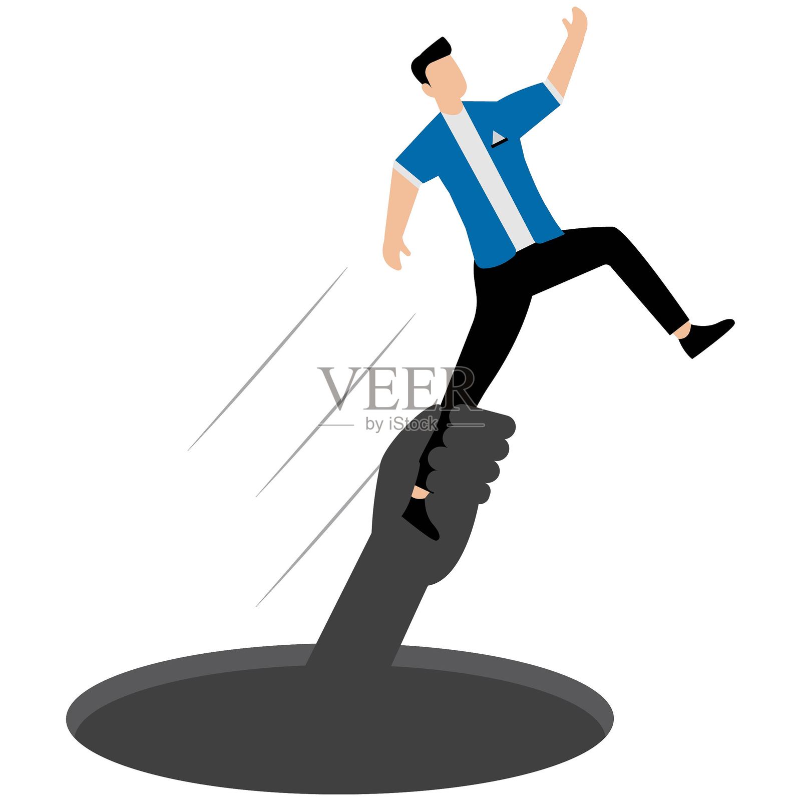 商人试图走出舒适区，但被手拉住。插画图片素材