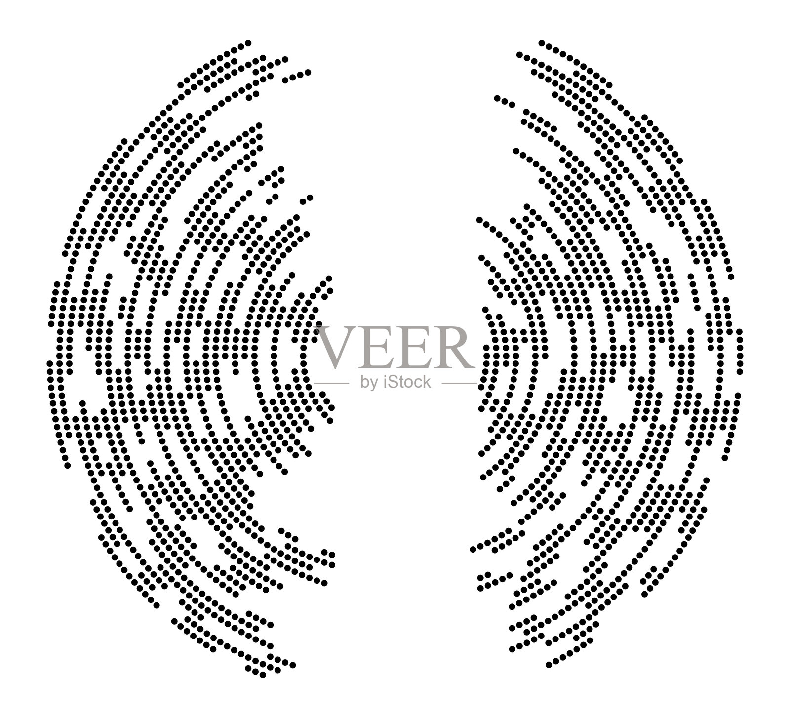 同心的虚线圆环段。沿圆形路径延伸的线条。插画图片素材