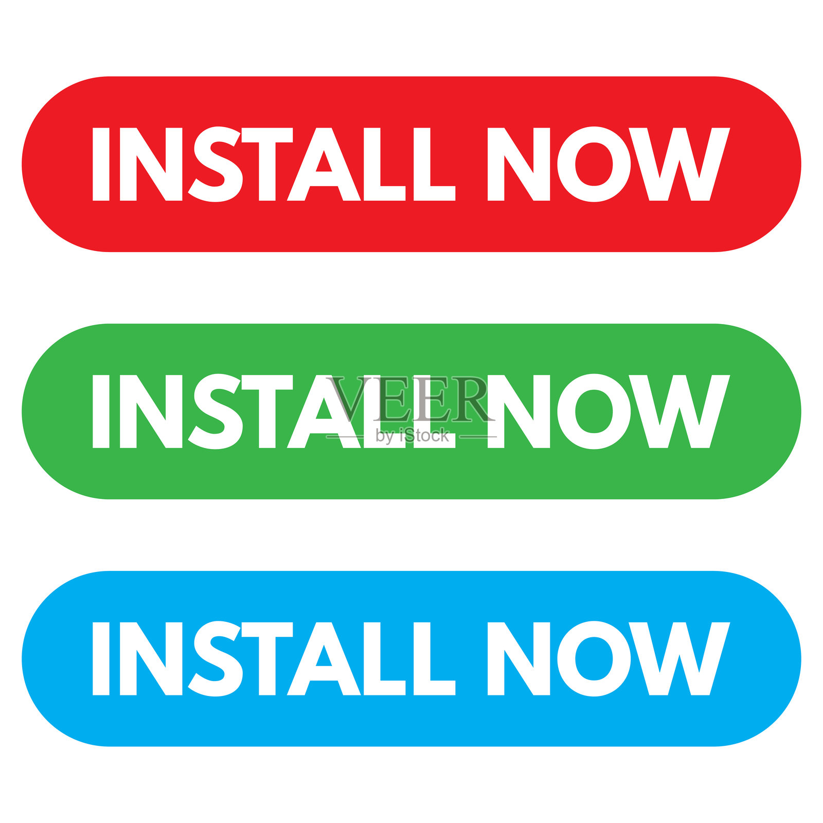 白色背景上孤立的“立即安装”按钮。多彩的“立即安装”按钮。矢量图。插画图片素材