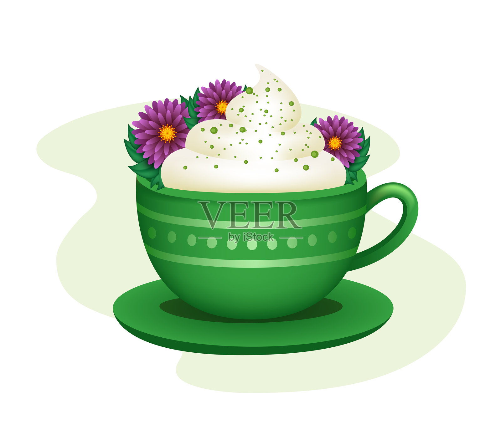 咖啡与奶油。咖啡杯。白色背景上的矢量剪贴画。插画图片素材