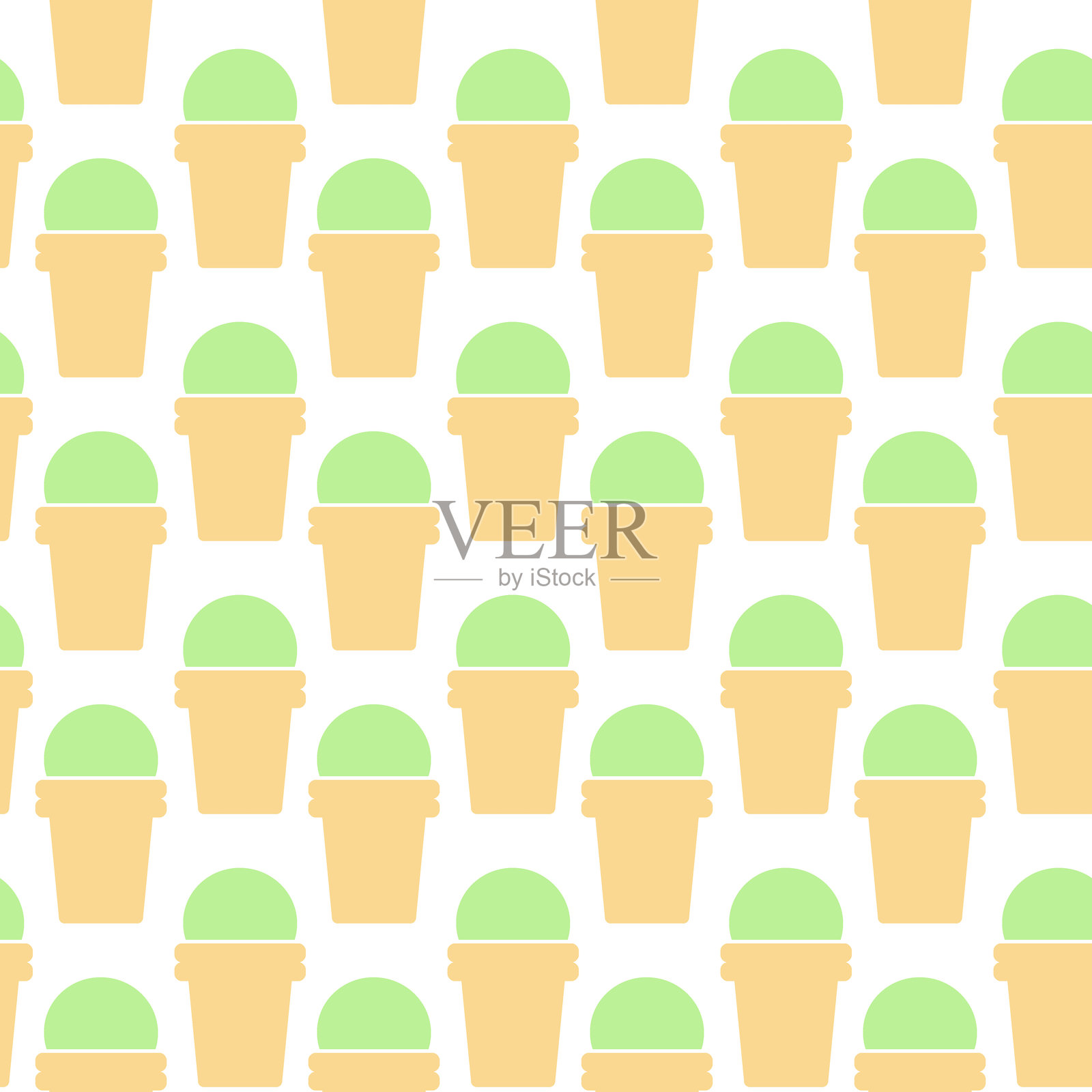 华夫杯冰淇淋勺无缝图案极简冰淇淋背景纹理概念插画图片素材