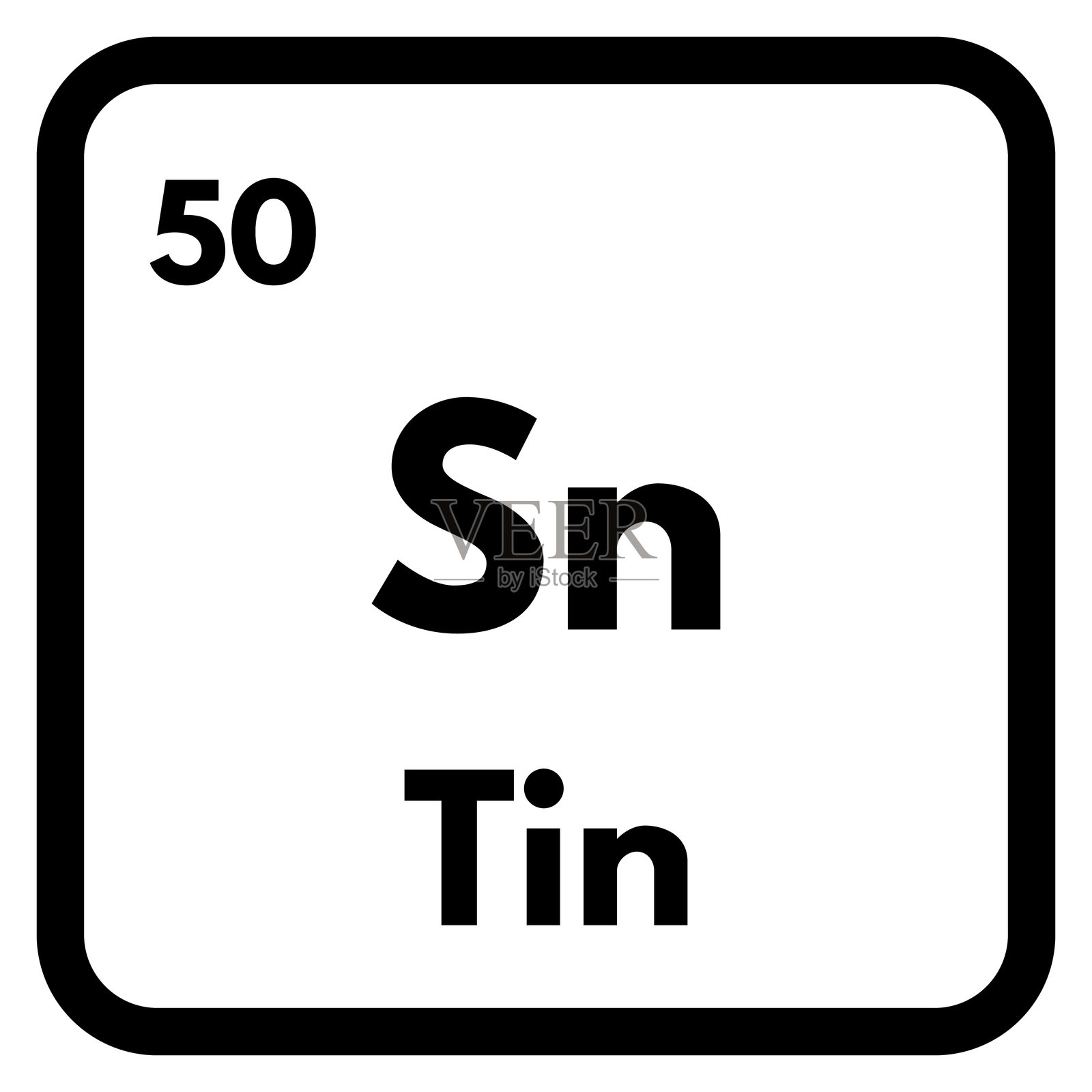 锡化学元素图标，孤立在白色背景上。锡图标矢量图。插画图片素材