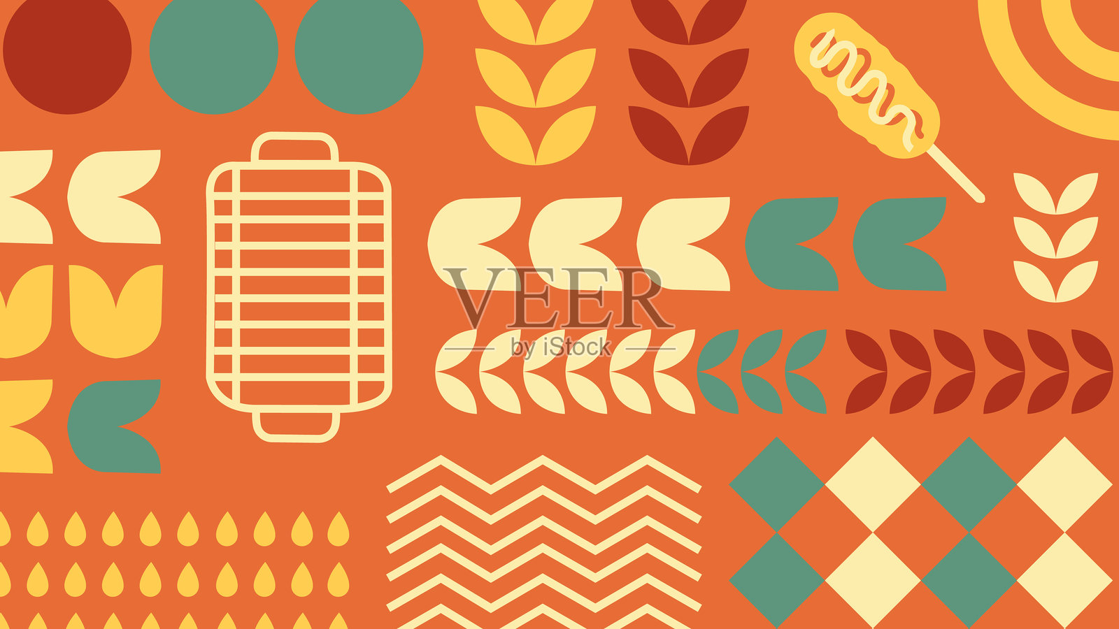 色彩缤纷的烧烤主题插画图片素材