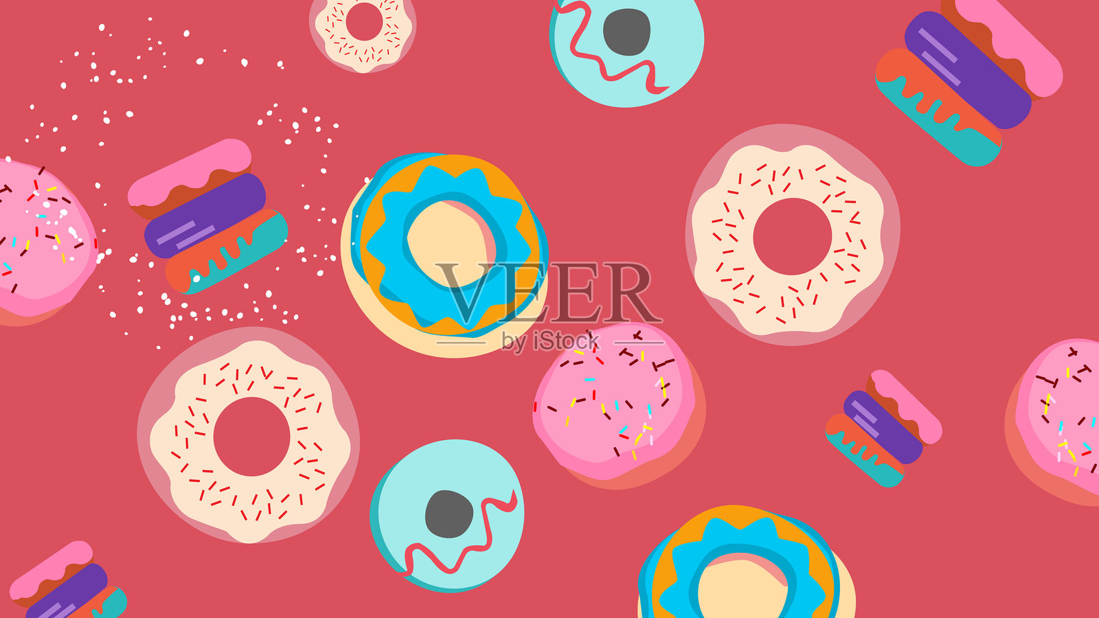 有趣的甜甜圈背景插画图片素材