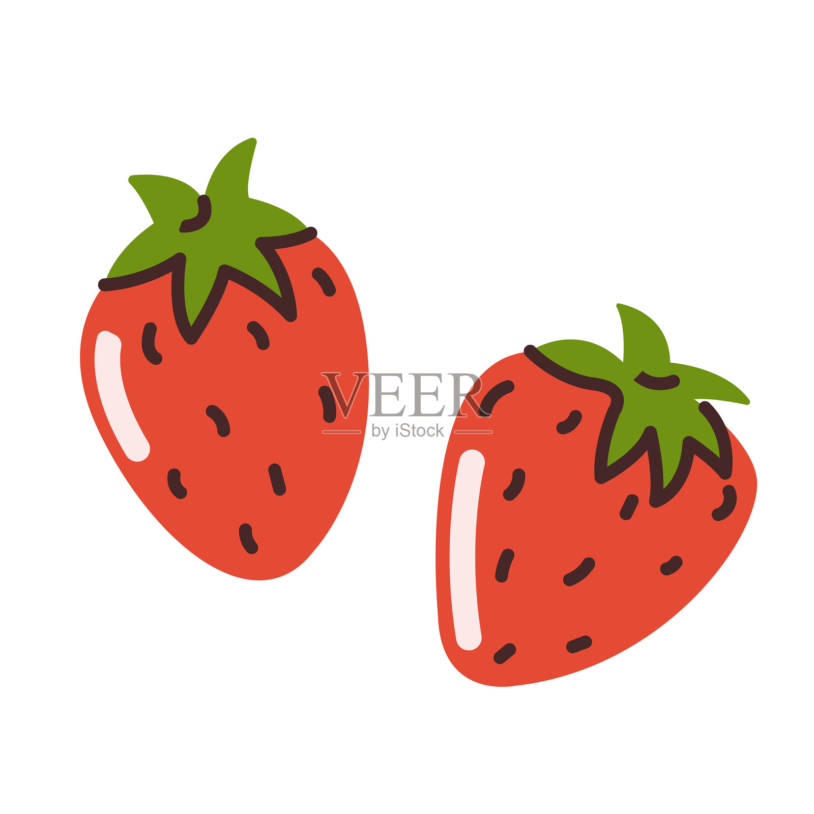 手绘扁平风格的草莓矢量插图插画图片素材
