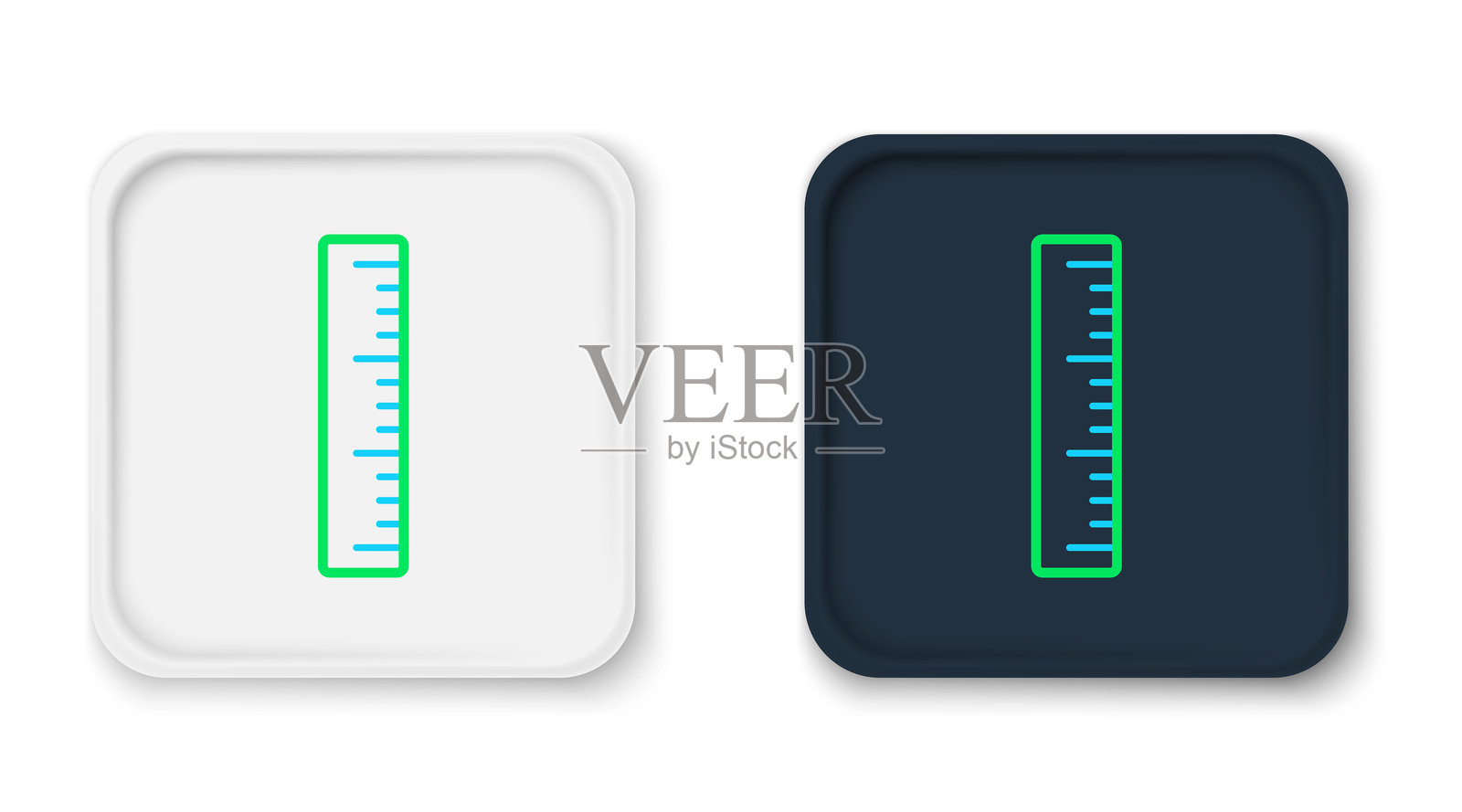 线性尺图标，独立于白色背景。直尺符号。彩色轮廓概念。矢量图。插画图片素材