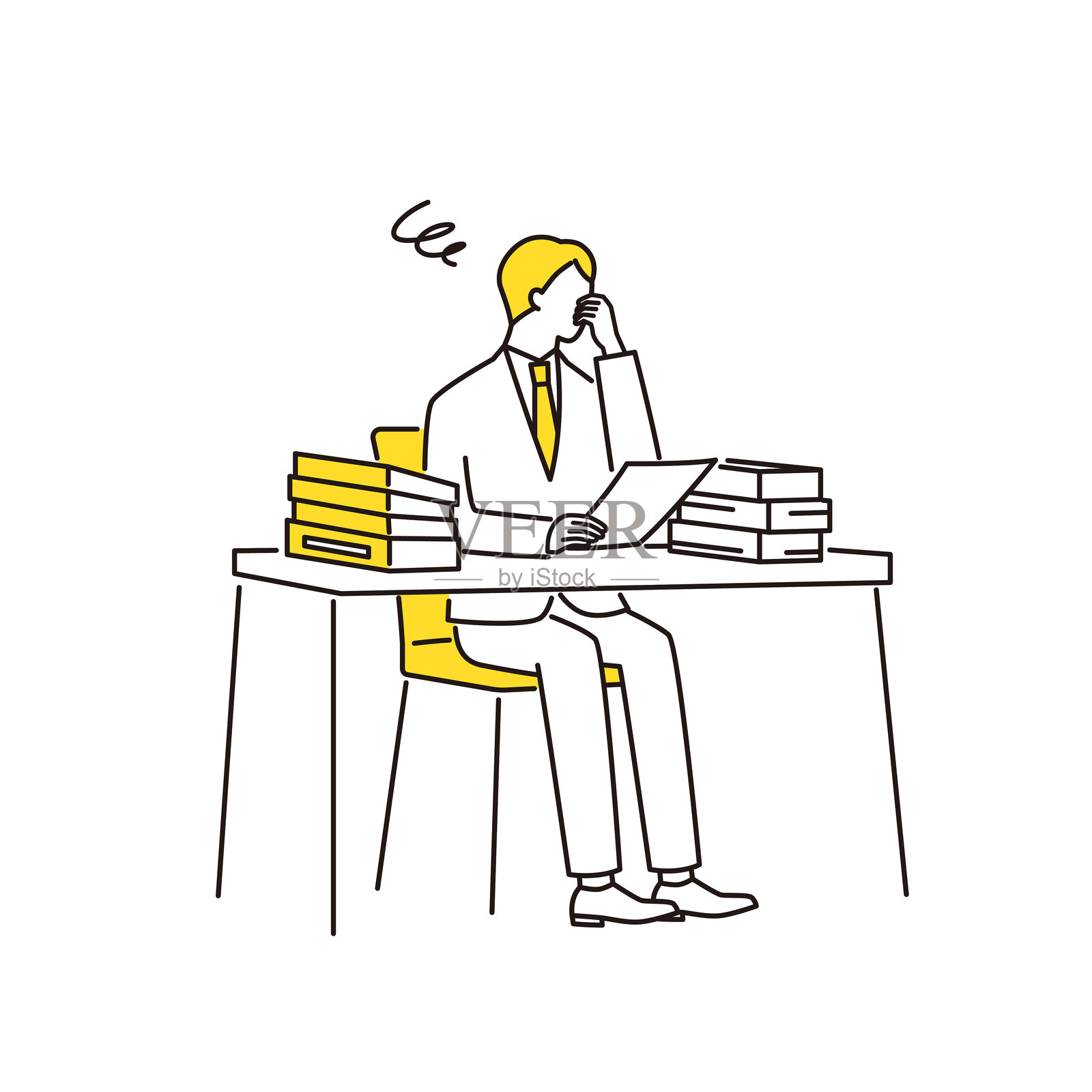 忙碌的商人工作繁重，难以应对。插画图片素材