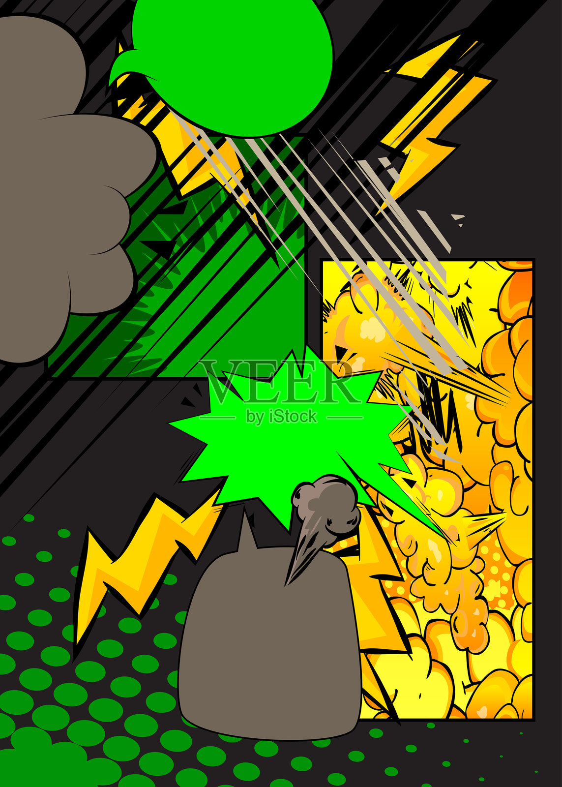 卡通色彩丰富的漫画书背景。复古矢量漫画波普艺术设计。插画图片素材