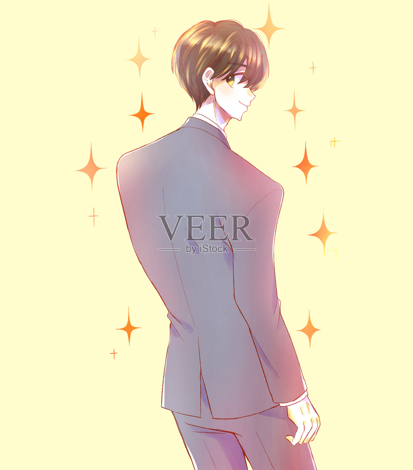 身穿西装的男性办公室工作人员转身插画图片素材