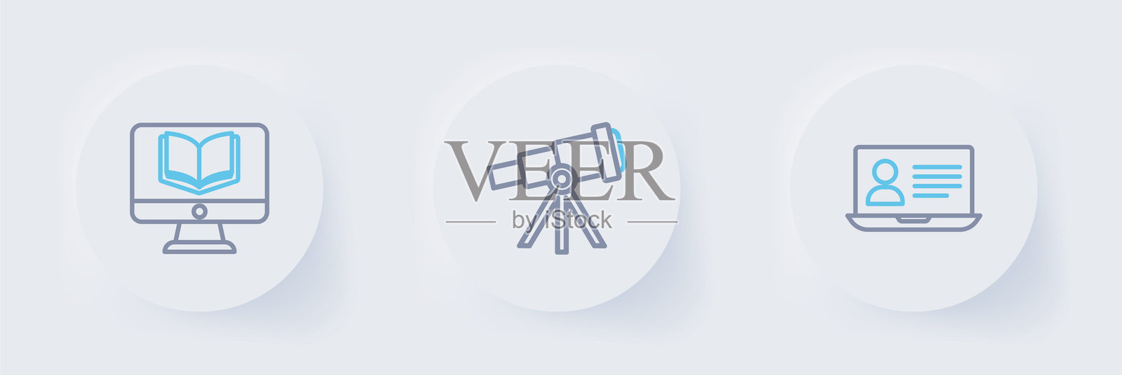 在线课程、望远镜和图标。矢量图。插画图片素材