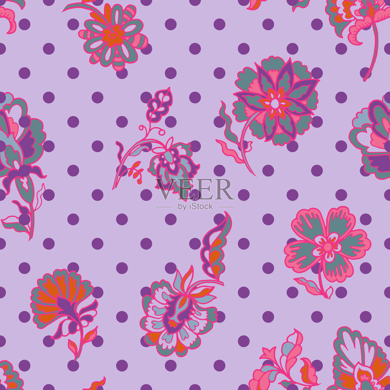 梦幻柔和的花卉浪漫印花插画图片素材