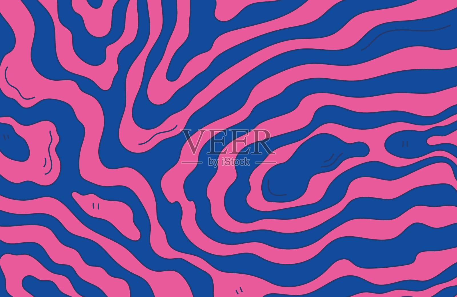 紫色和蓝色的抽象曲线背景。带有波浪线的抽象图案纹理。插画图片素材