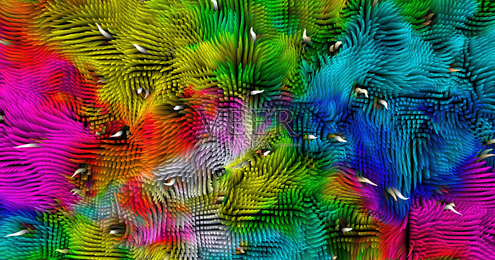 色彩斑斓的抽象纹理，采用渐变流动和三维结构，模仿液体或风的运动。鲜艳的色彩、立体波浪和数字噪声营造出深度和动态感。非常适合用作背景、封面、网页设计和排版。插画图片素材