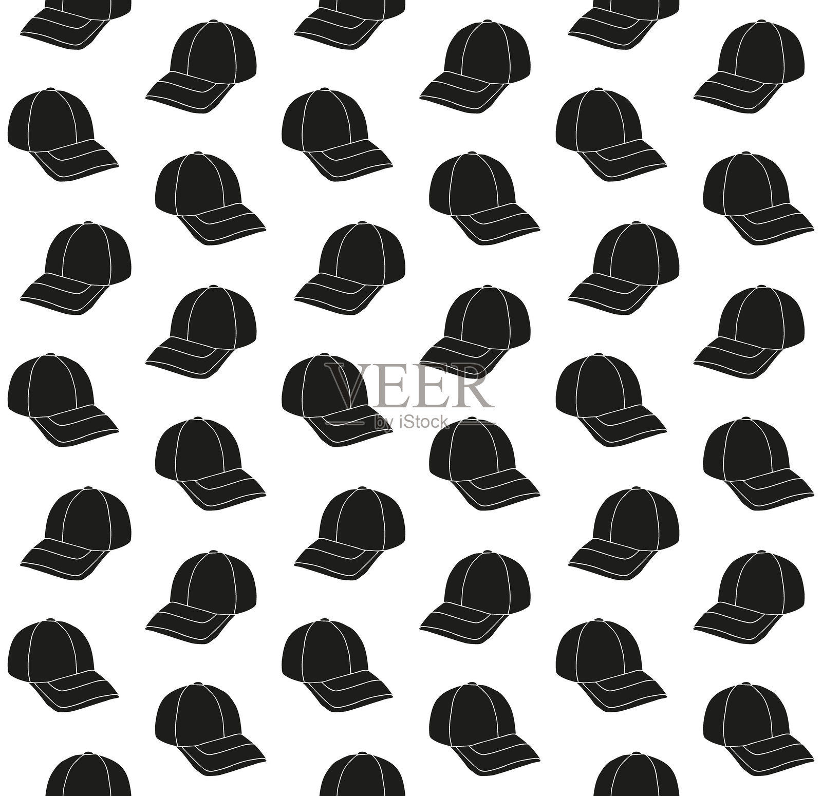 手绘涂鸦帽子的无缝矢量图案插画图片素材