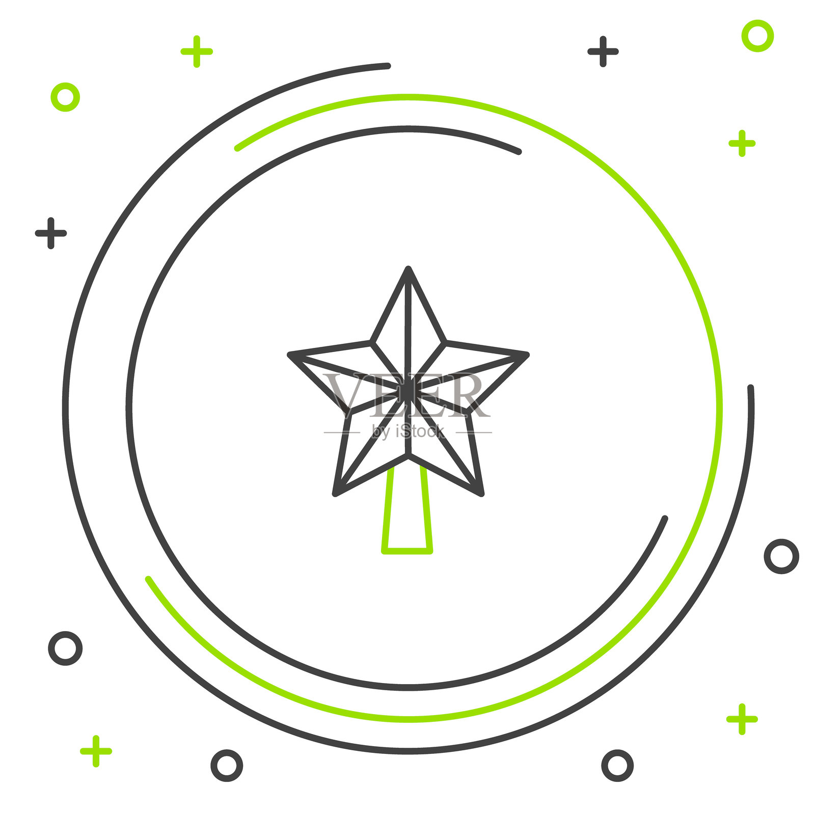 线条圣诞星图标，背景为白色。圣诞快乐，新年快乐。彩色轮廓概念。矢量图。插画图片素材