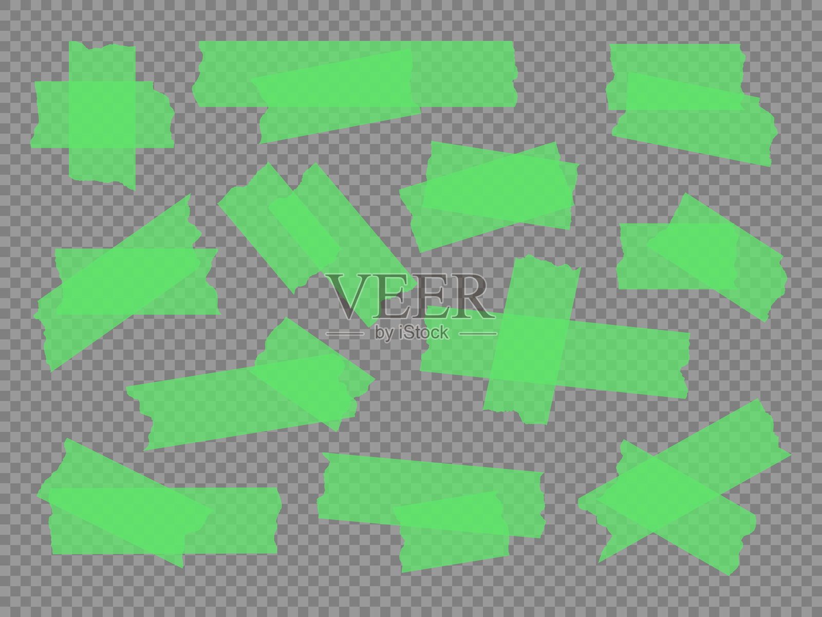 绿色胶带交叉叠加的片段组合插画图片素材