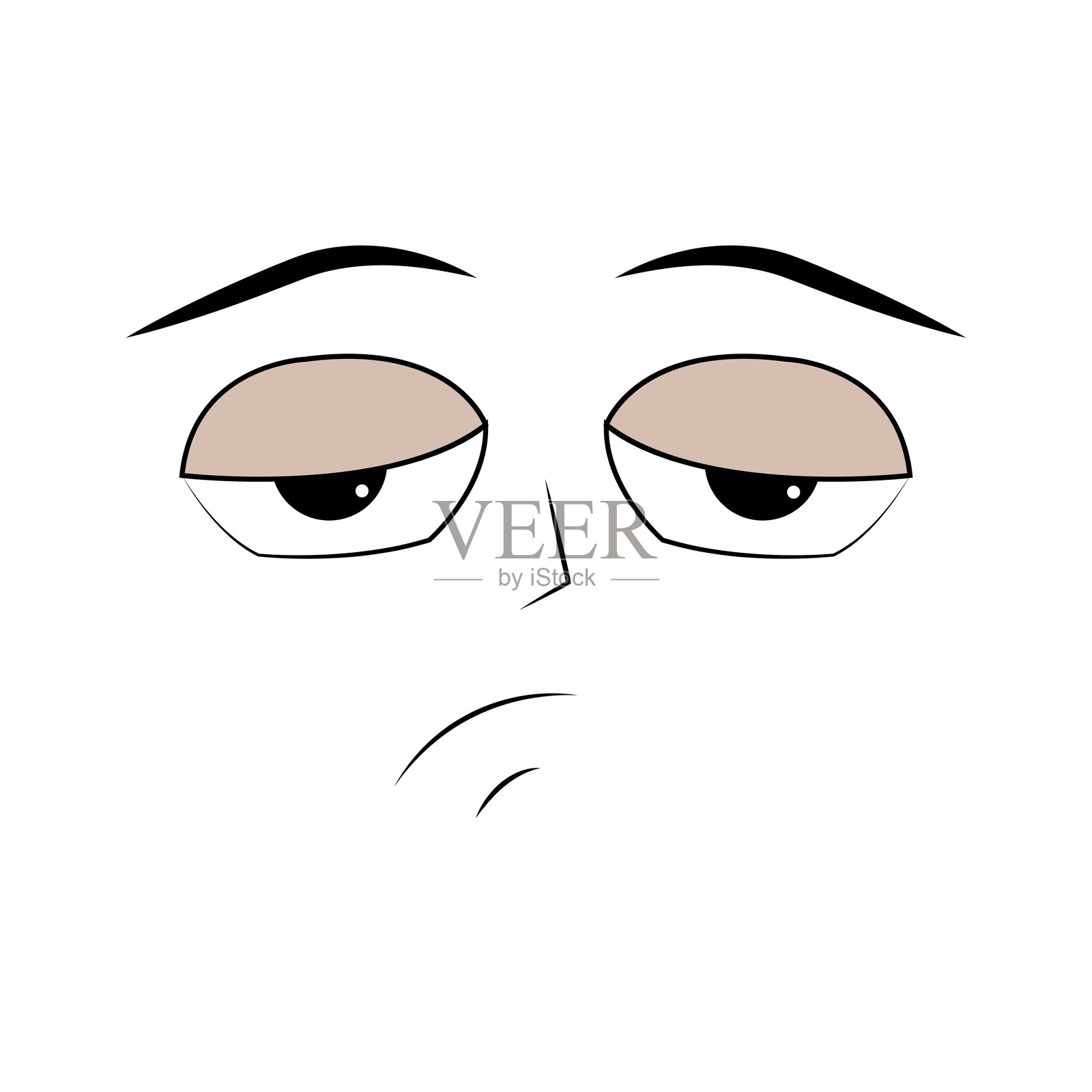 平淡无趣的表情头像插画图片素材