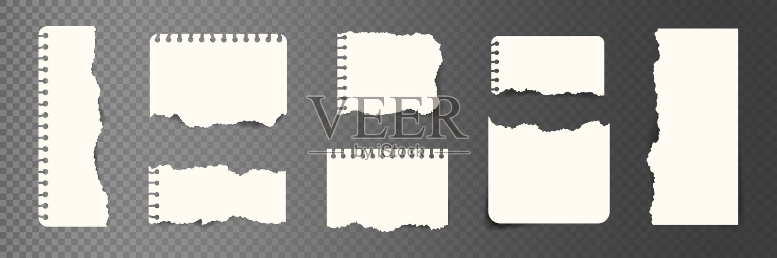 撕裂的笔记本纸片矢量图集插画图片素材