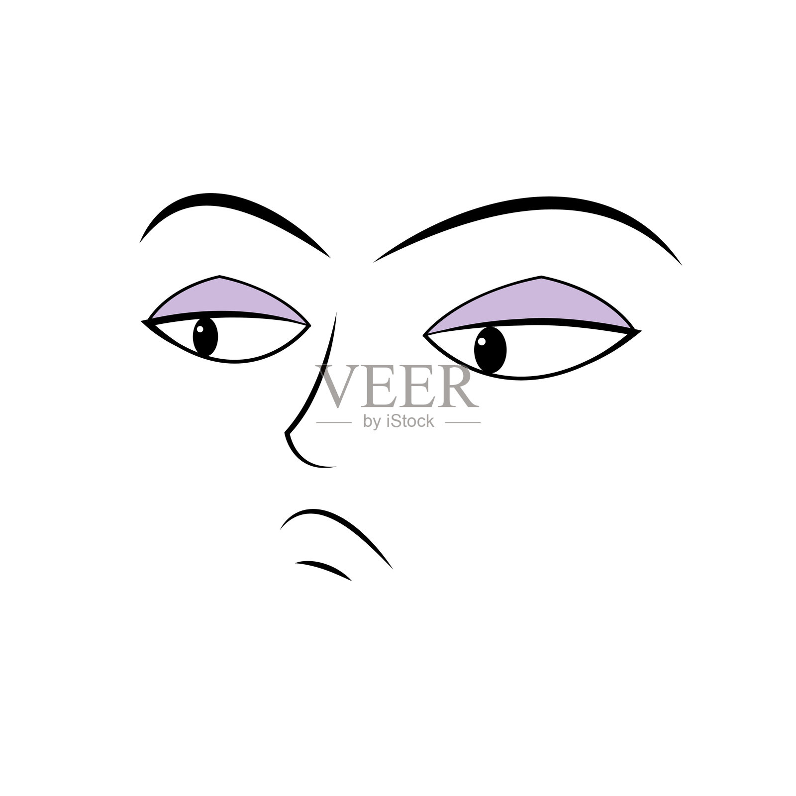 平淡无趣的表情头像插画图片素材