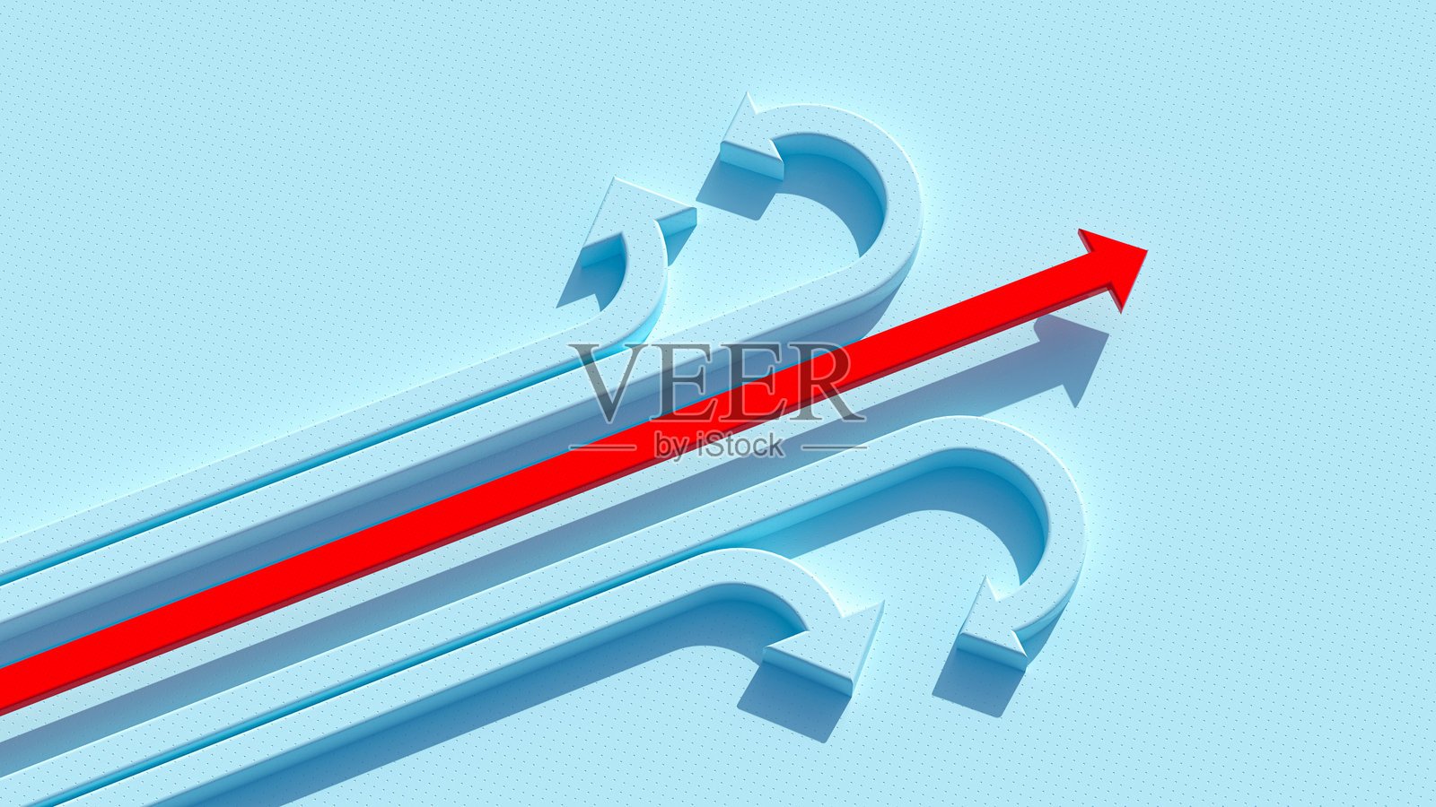 红色箭头方向插图：领导力之路照片摄影图片