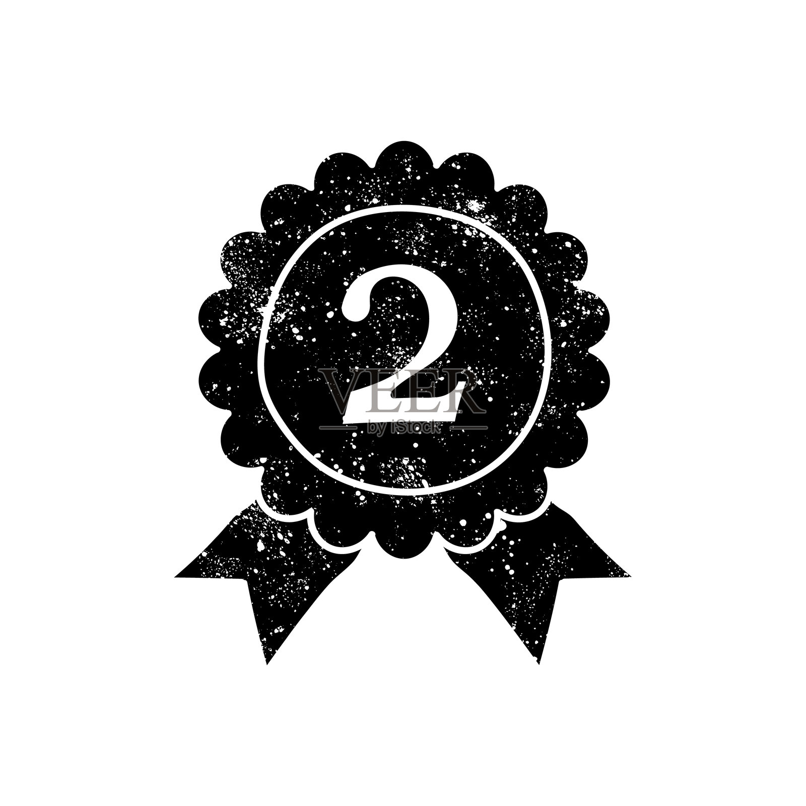 黑色手绘风格的奖牌图标，带有粗糙效果插画图片素材