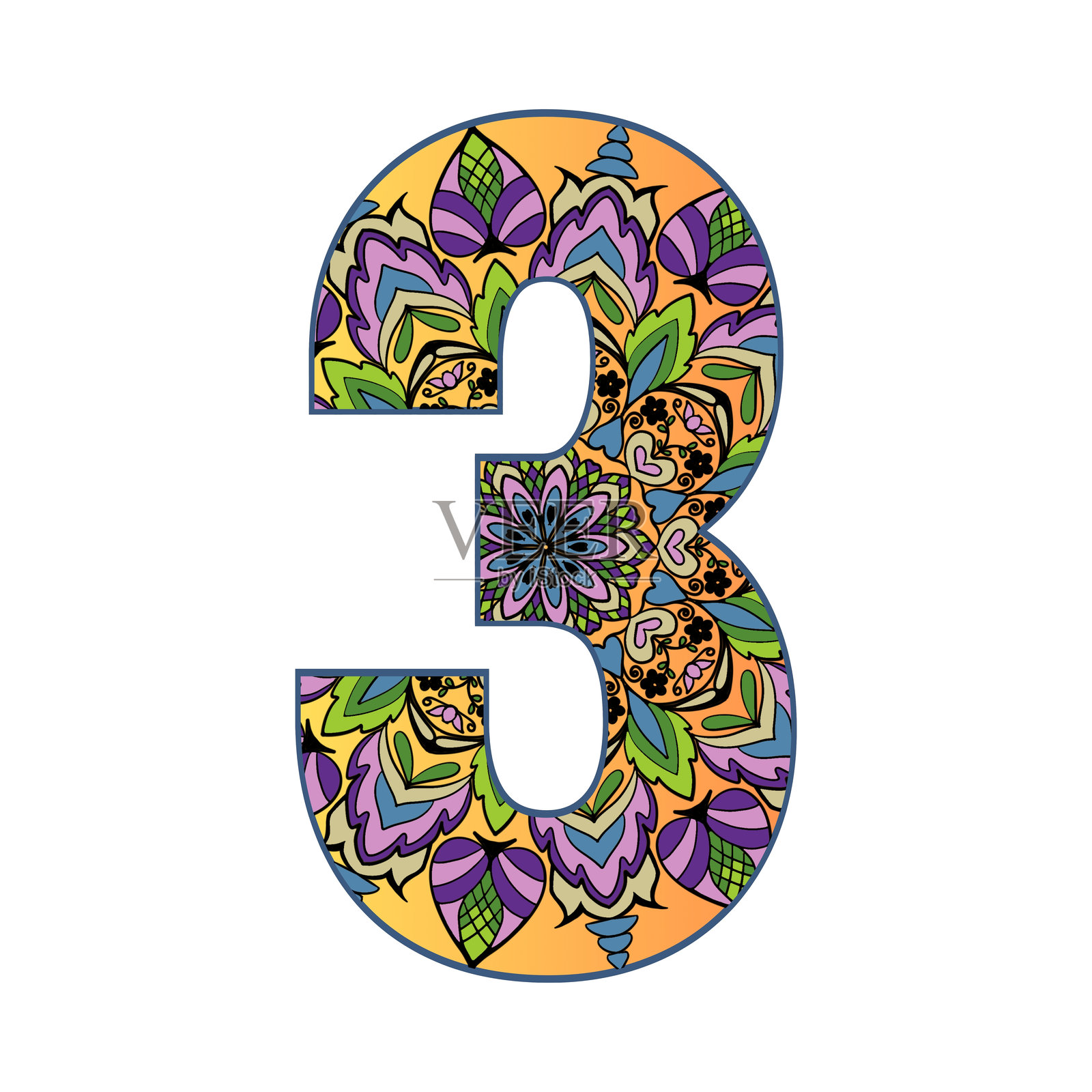 成人用的曼陀罗字母矢量插图。插画图片素材