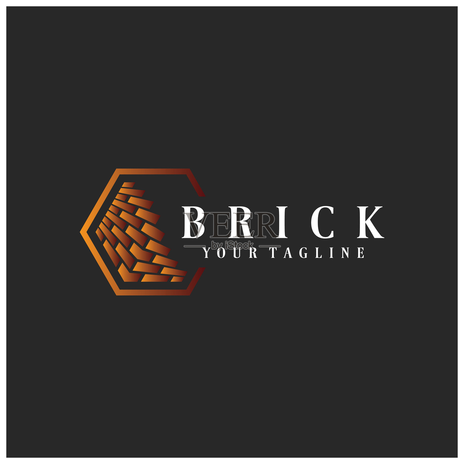 创意砖块logo设计，适用于建筑、建筑工程、土木工程和建筑材料商店插画图片素材