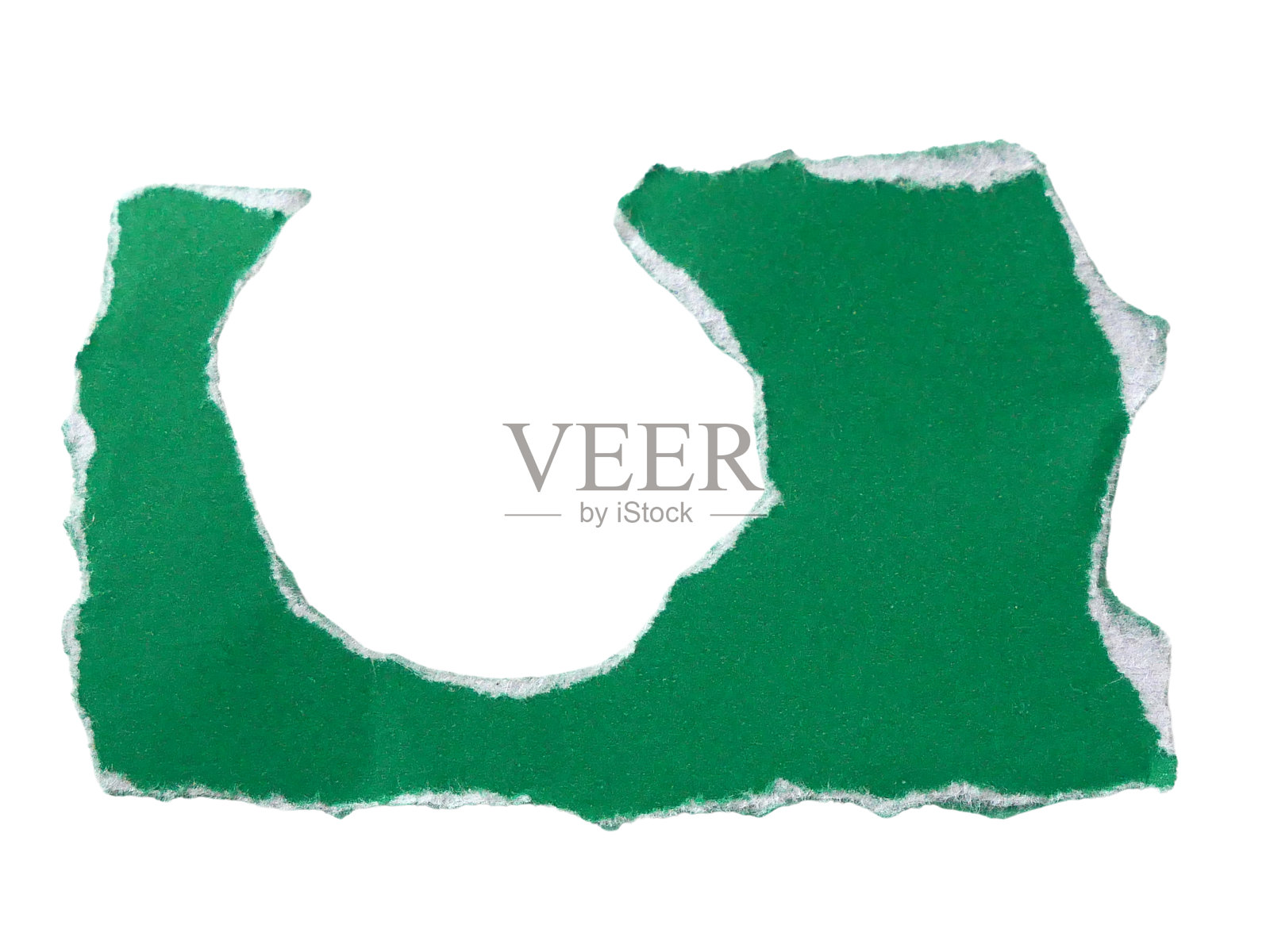 撕裂或剪裁的绿色纸片，设计元素，透明背景上独立展示。照片摄影图片