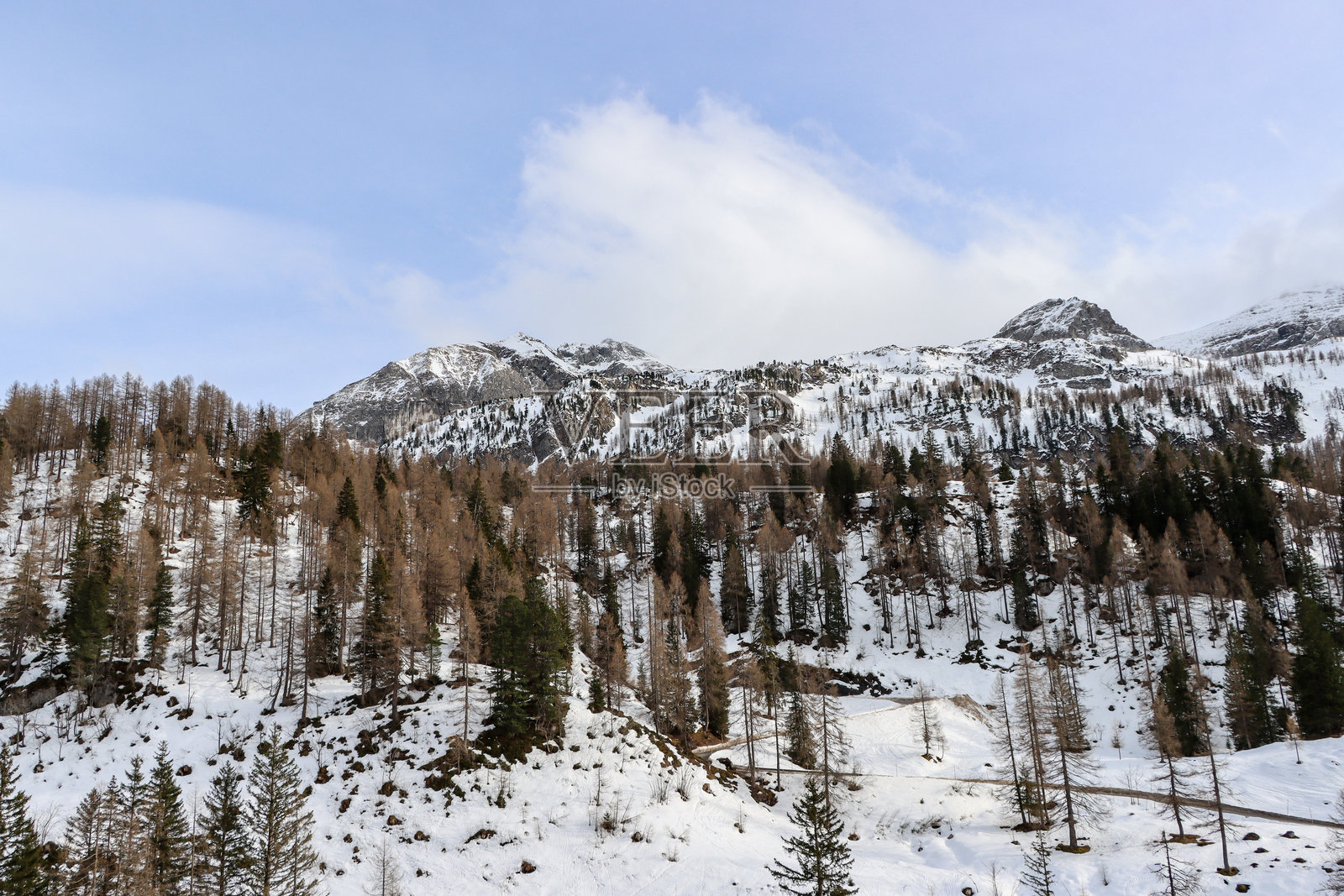 奥地利春季的雪山照片摄影图片