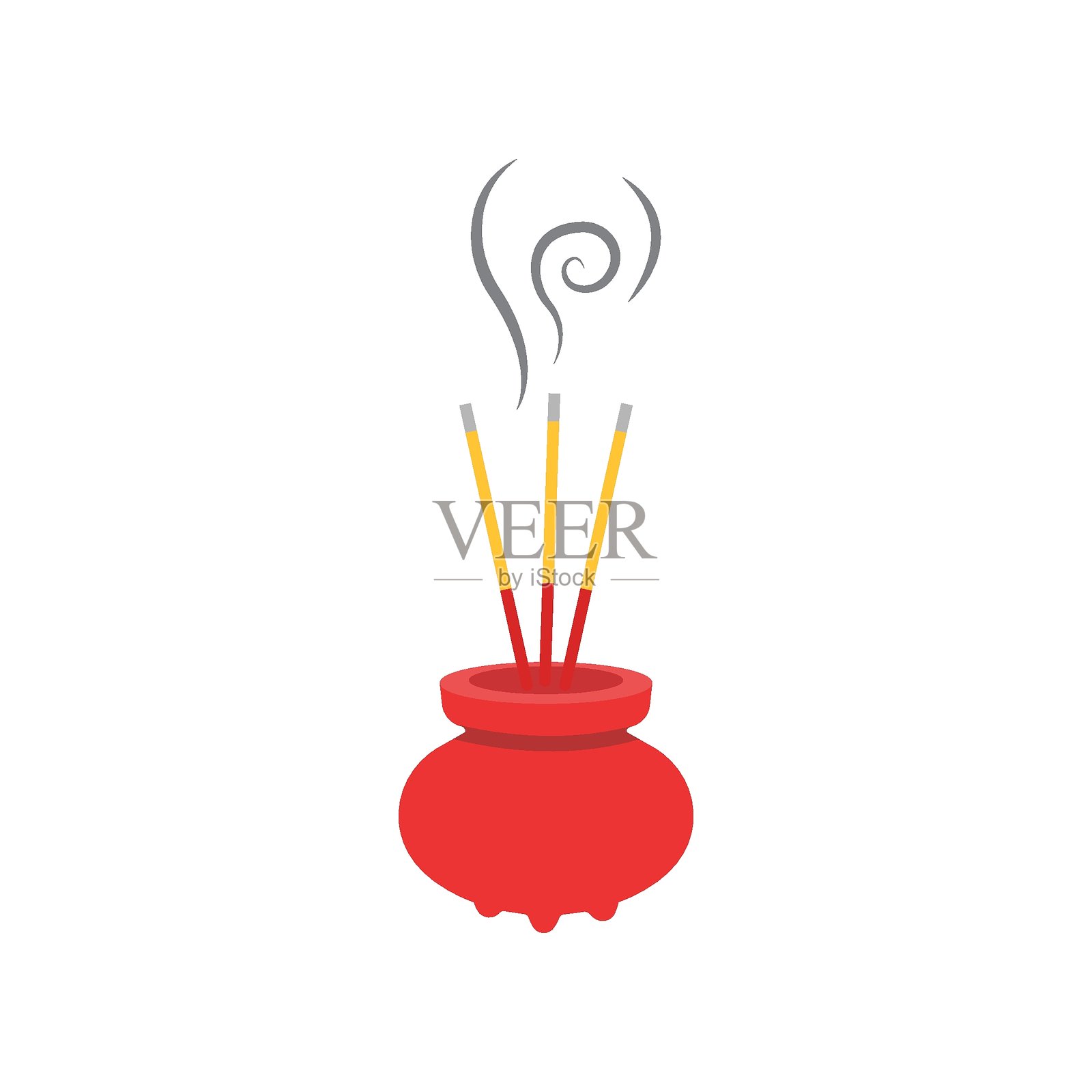 三个香棒放在一个红色花盆里插画图片素材