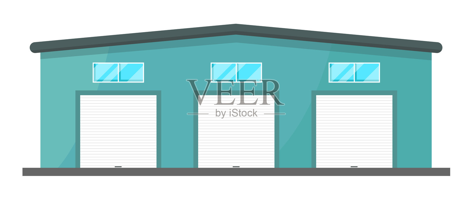 仓库或物流中心建筑图标。物流、存储、货物运输。插画图片素材